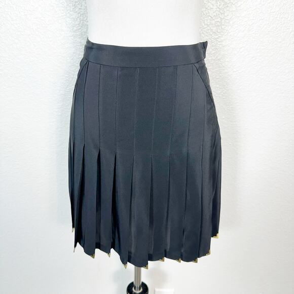 Versace X H&M NWT Women’s 100% Silk Studded Pleated Mini Skirt Black 4 - Picture 2 of 16